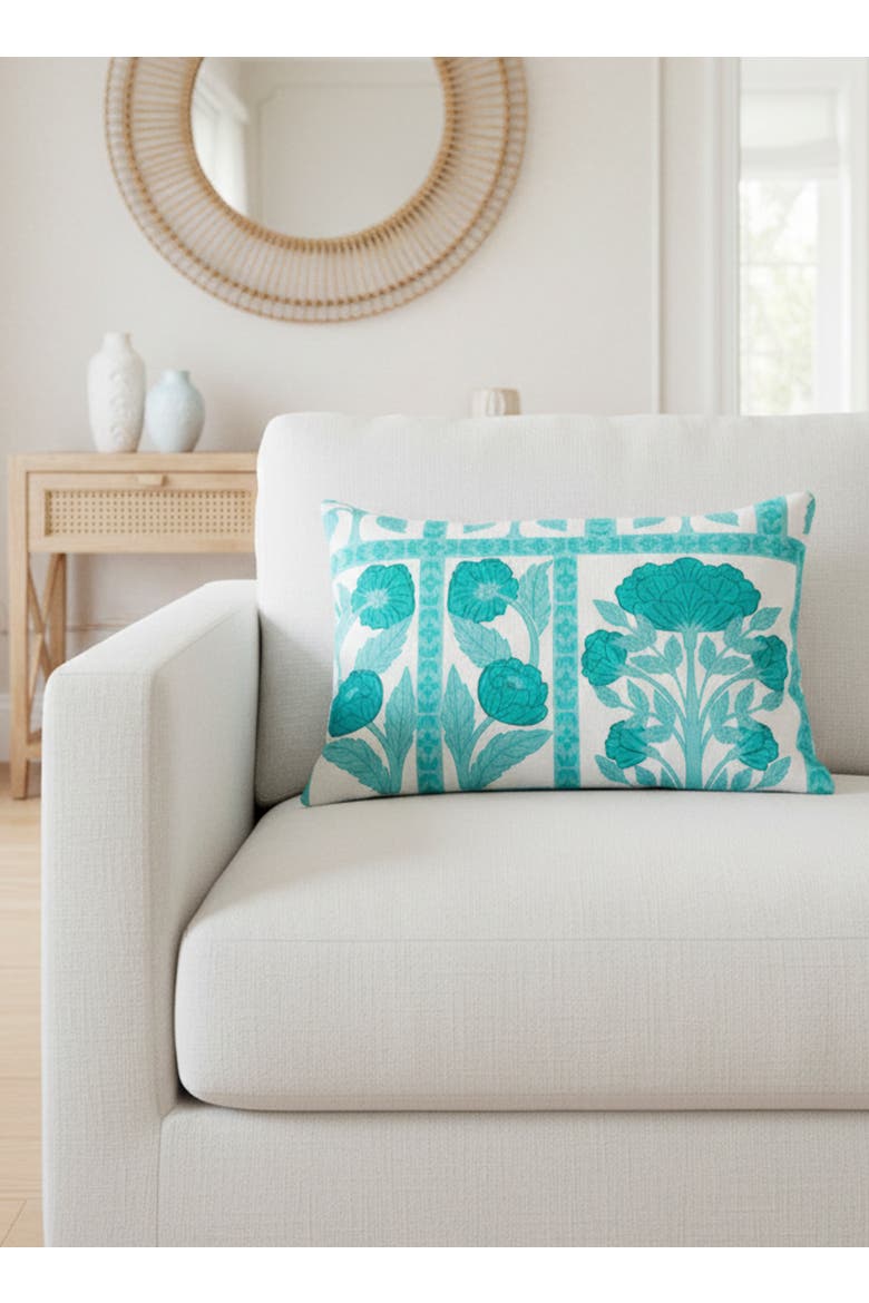 Blossom Field Linen Pillow Cover Only, Alternate, color, Teal