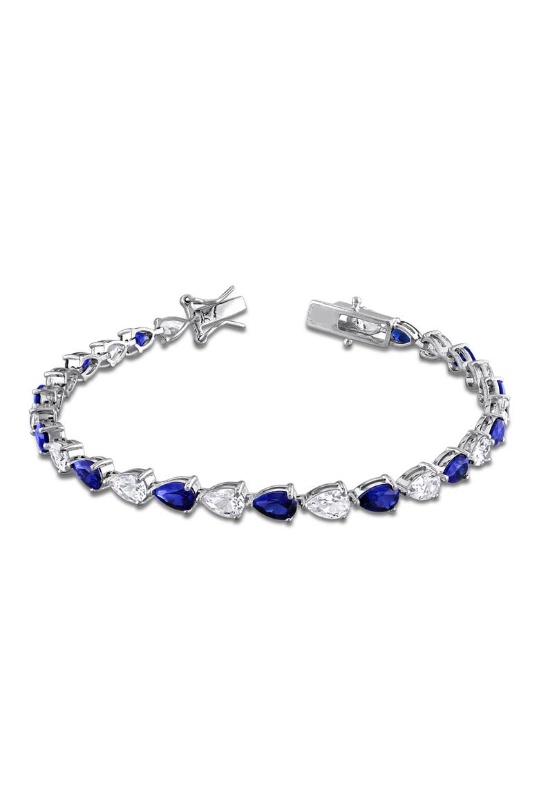 Created Blue & White Sapphire Tennis Bracelet, Alternate, color, BLUE