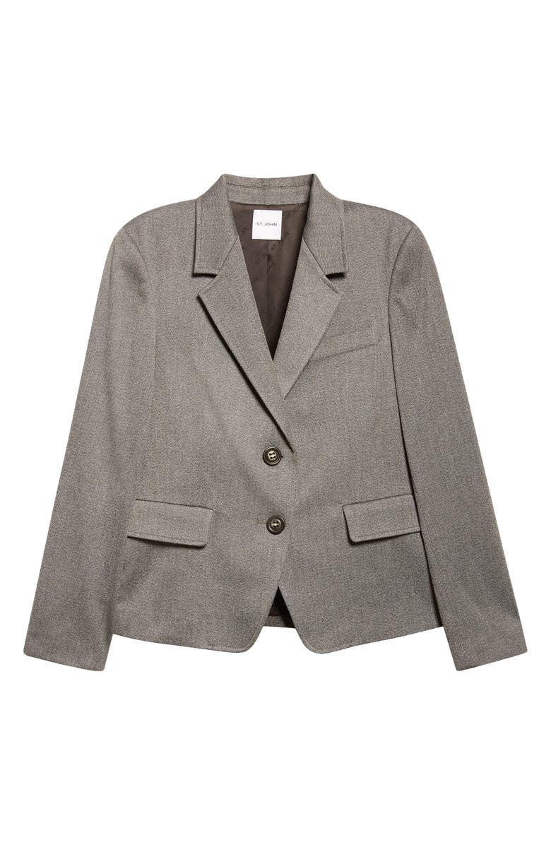 ST. JOHN Mélange Stretch Twill Jacket, Alternate, color, Medium Grey Melange