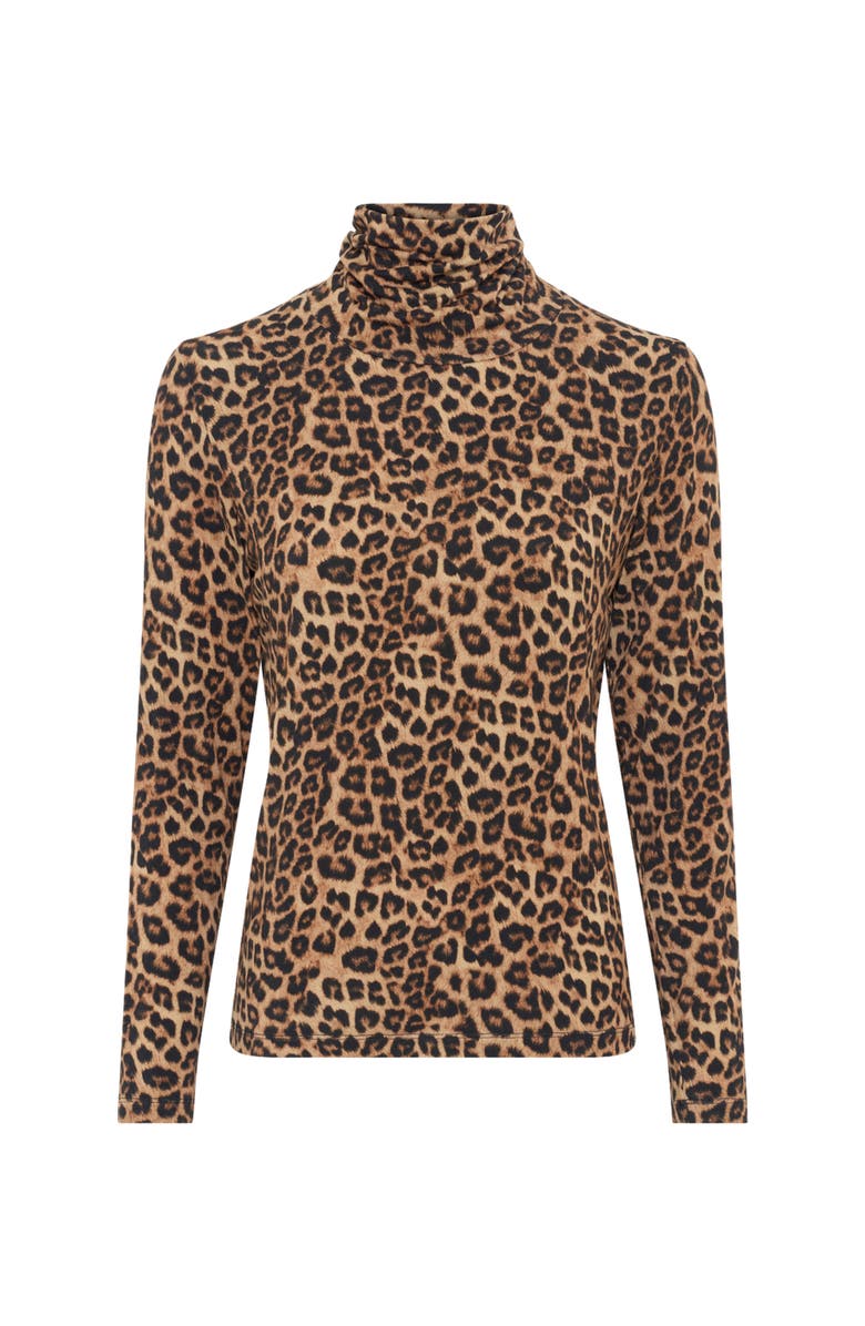 GERARD DAREL Helene Long Sleeve Printed Roll Neck Top, Alternate, color, Camel