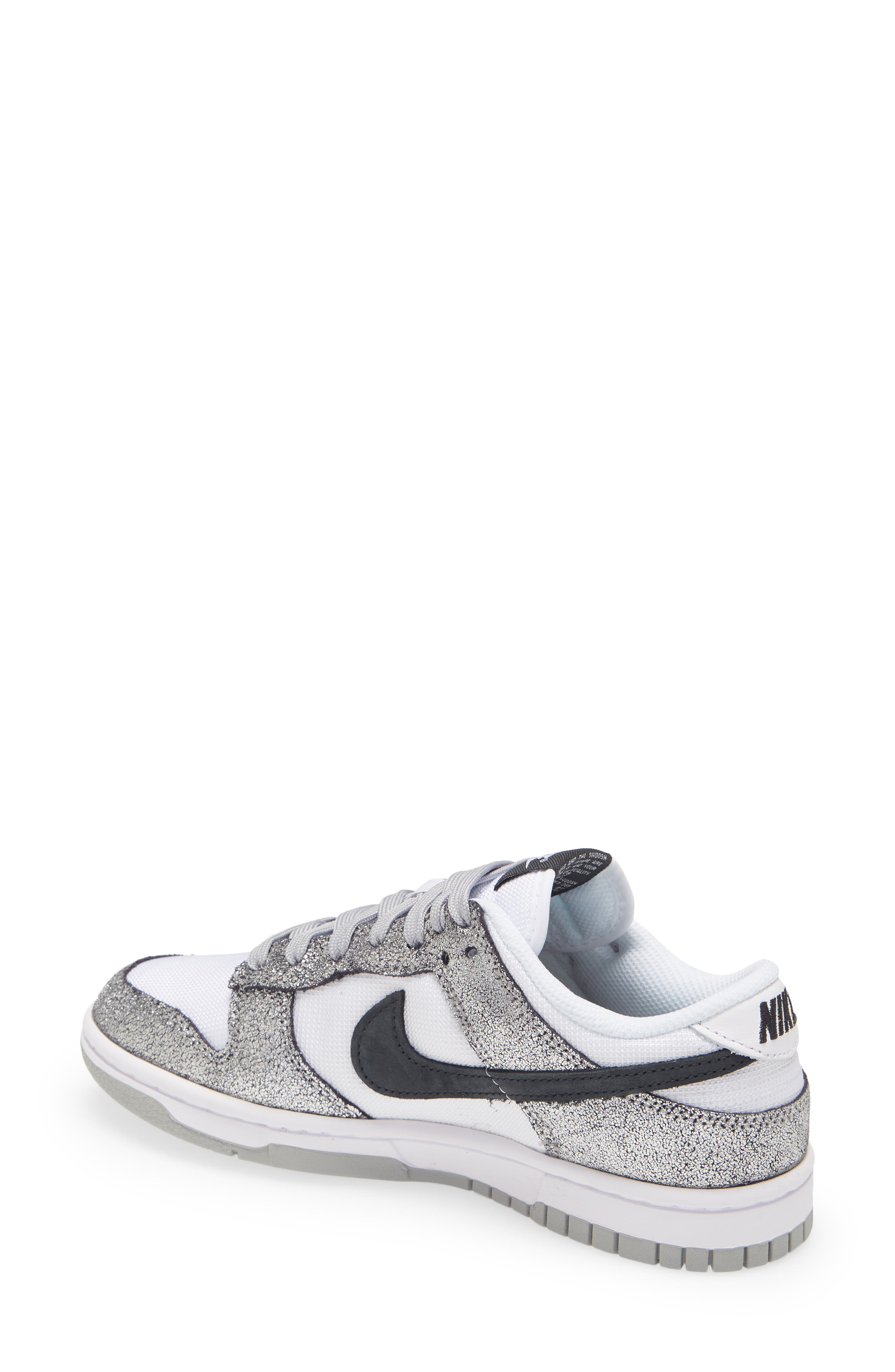 Nike Dunk Low Basketball Sneaker, Alternate, color, Metallic Silver/ Noir/ White