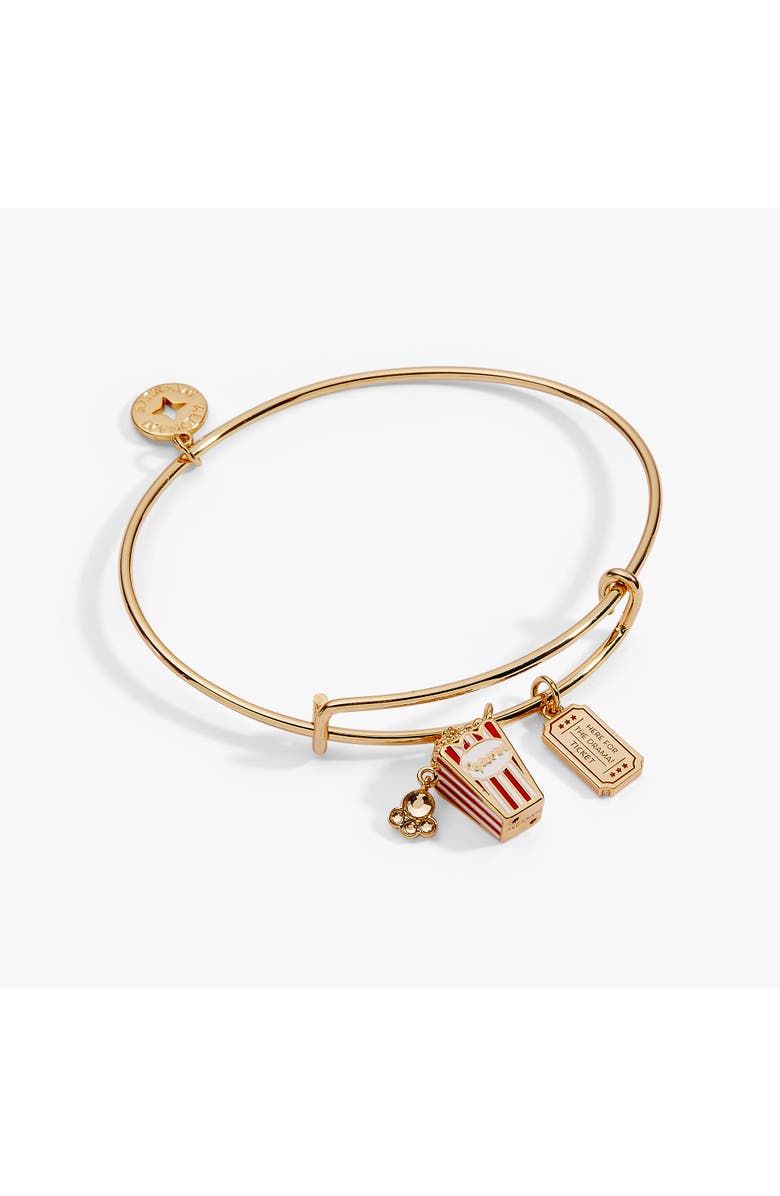 Alex and Ani 'Here For The Drama!' Movie Theater Popcorn & Ticket Charm Bangle, Main, color, Gold