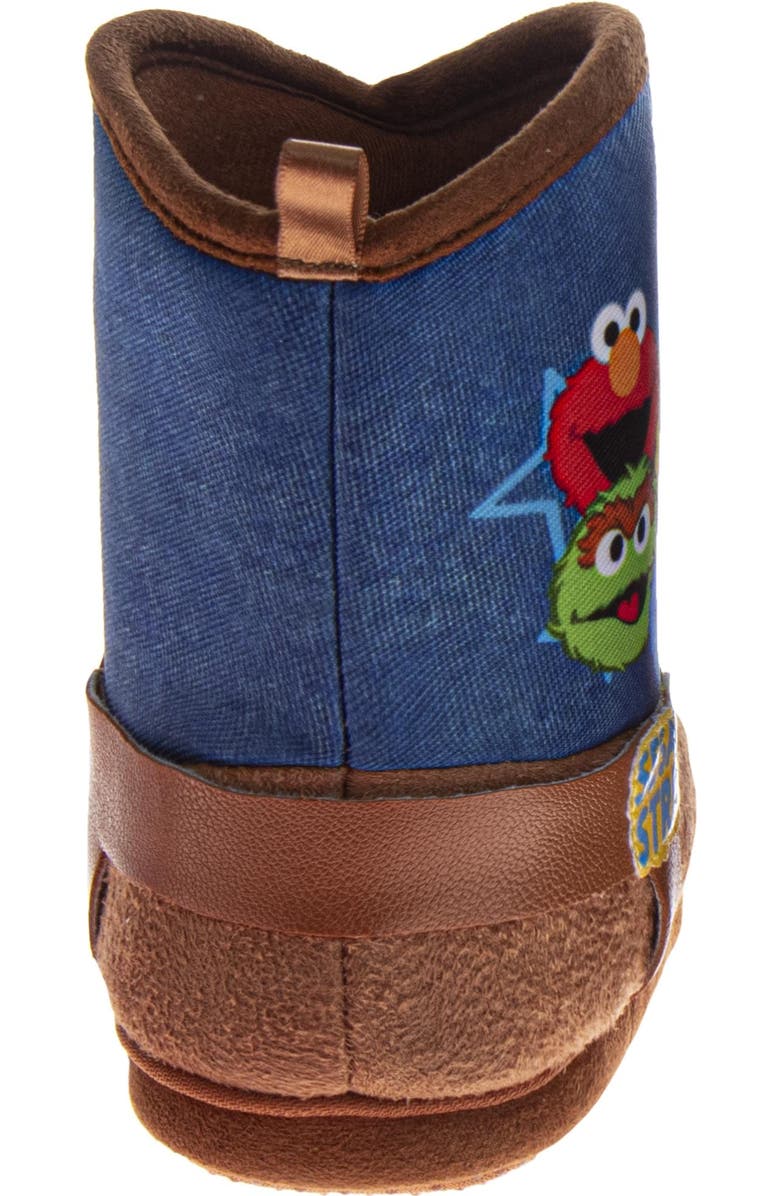 Sesame Street<sup>®</sup> Sesame Street Oscar, Cookie, and Big Bird Kids' Booties, Alternate, color, Brown Denim