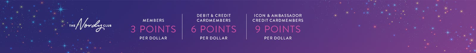 Members earn 3 points per dollar on beauty; debit and credit cardmembers earn 6; Icon and Ambassador credit cardmembers earn 9.