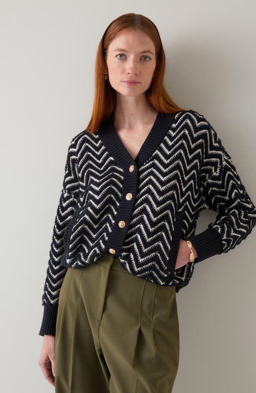 Lk Bennett Millie Chevron Pattern Cardigan In Black
