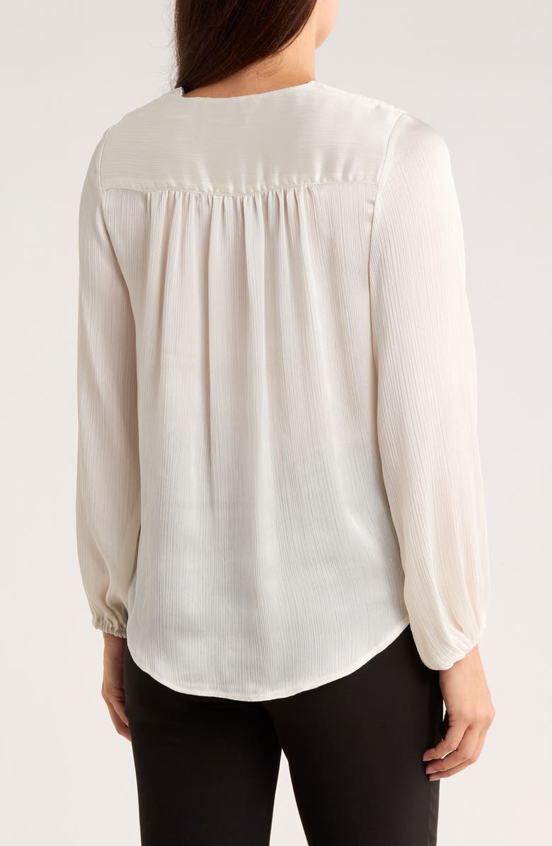 T Tahari Long Sleeve Faux Wrap Blouse, Alternate, color, Ivory