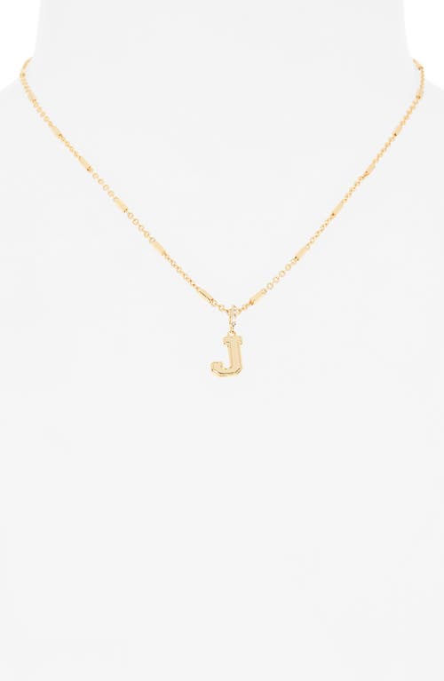 Leith Varsity Font Cubic Zirconia Initial Pendant Necklace In Gold