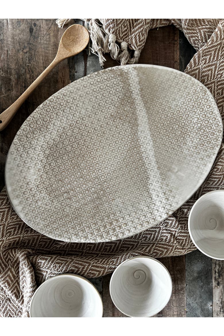 Sandalwood Caned Statement Platter, Alternate, color, Sand
