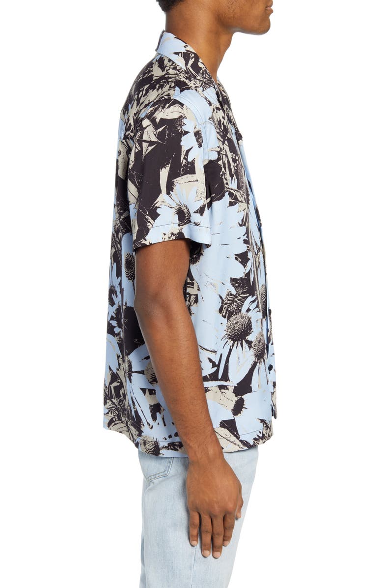 Saturdays NYC Canty Daisy Print Short Sleeve Button-Up Camp Shirt, Alternate, color, 