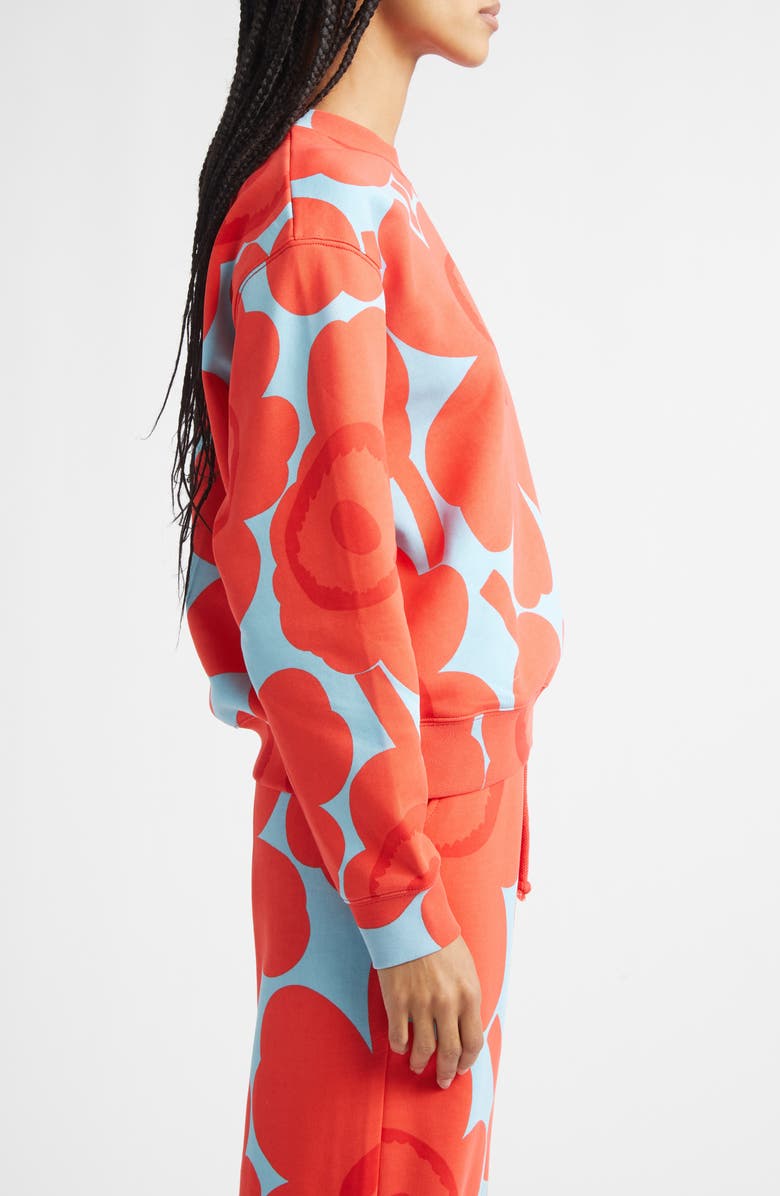 Marimekko Leiot Unikko Kioski French Terry Sweatshirt, Alternate, color, Light Blue Red