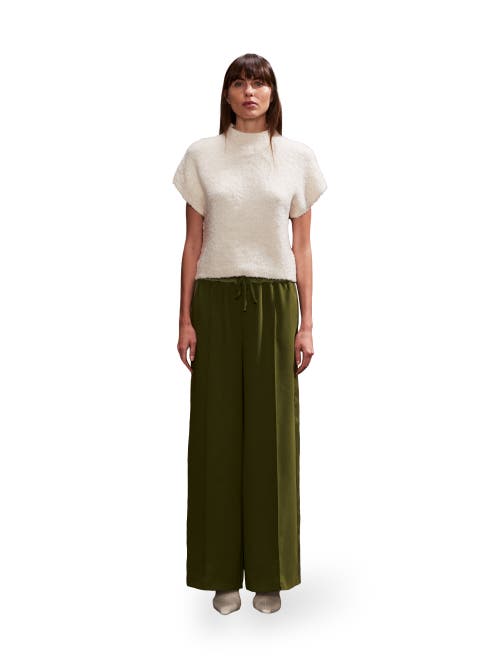 Ro&zo Satin Side Stripe Pants In Khaki