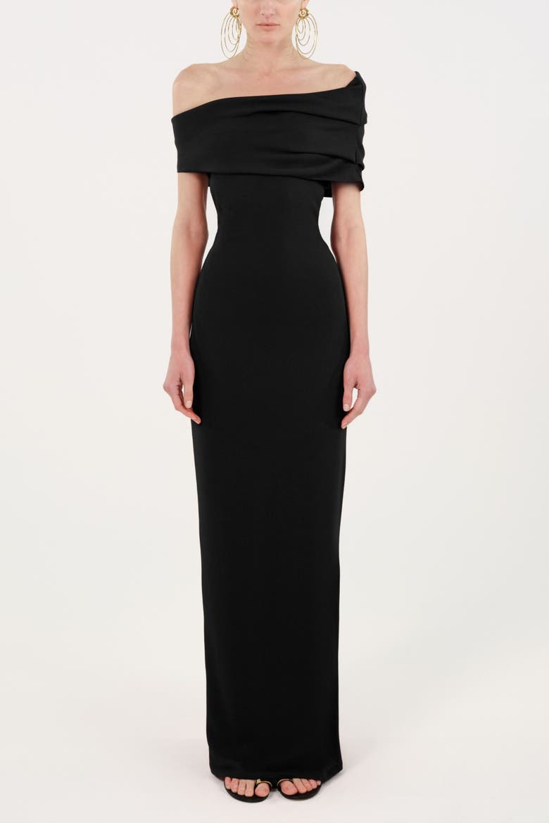 Asymmetric Strapless Maxi Dress, Alternate, color, Black