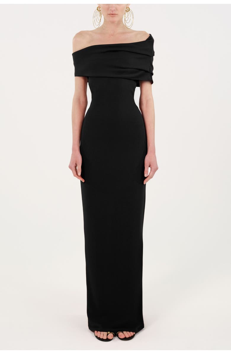 Nocturne Asymmetric Strapless Maxi Dress, Alternate, color, Black