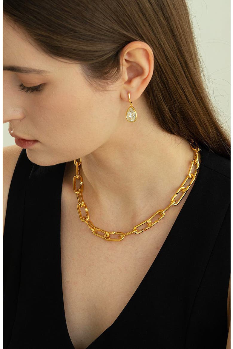 Sterling Silver 18k Gold Plated Kate Chain Necklace Dainty Modern, Alternate, color, Gold