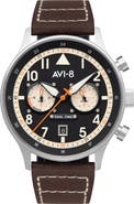 AVI-8 Hawker Hurricane Carey Chronograph Leather Strap Watch, 44mm