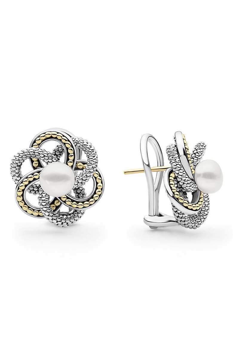 LAGOS Luna Knot Cultured Pearl Studs, Main, color, 