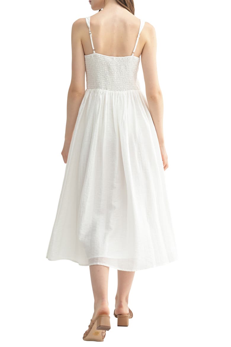 Set-In Waist Midi Dress, Alternate, color, WHITE
