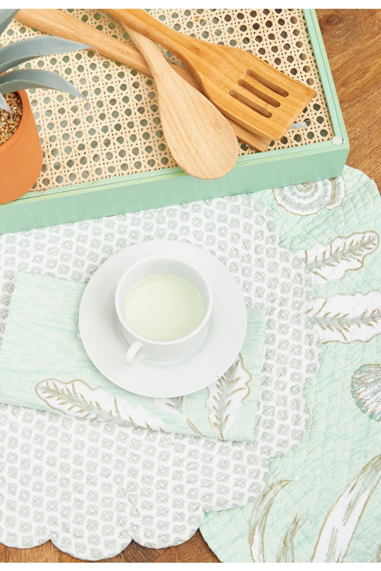 Breezy Shores Cotton Reversible Cloth Napkin Set of 6, Alternate, color, Green