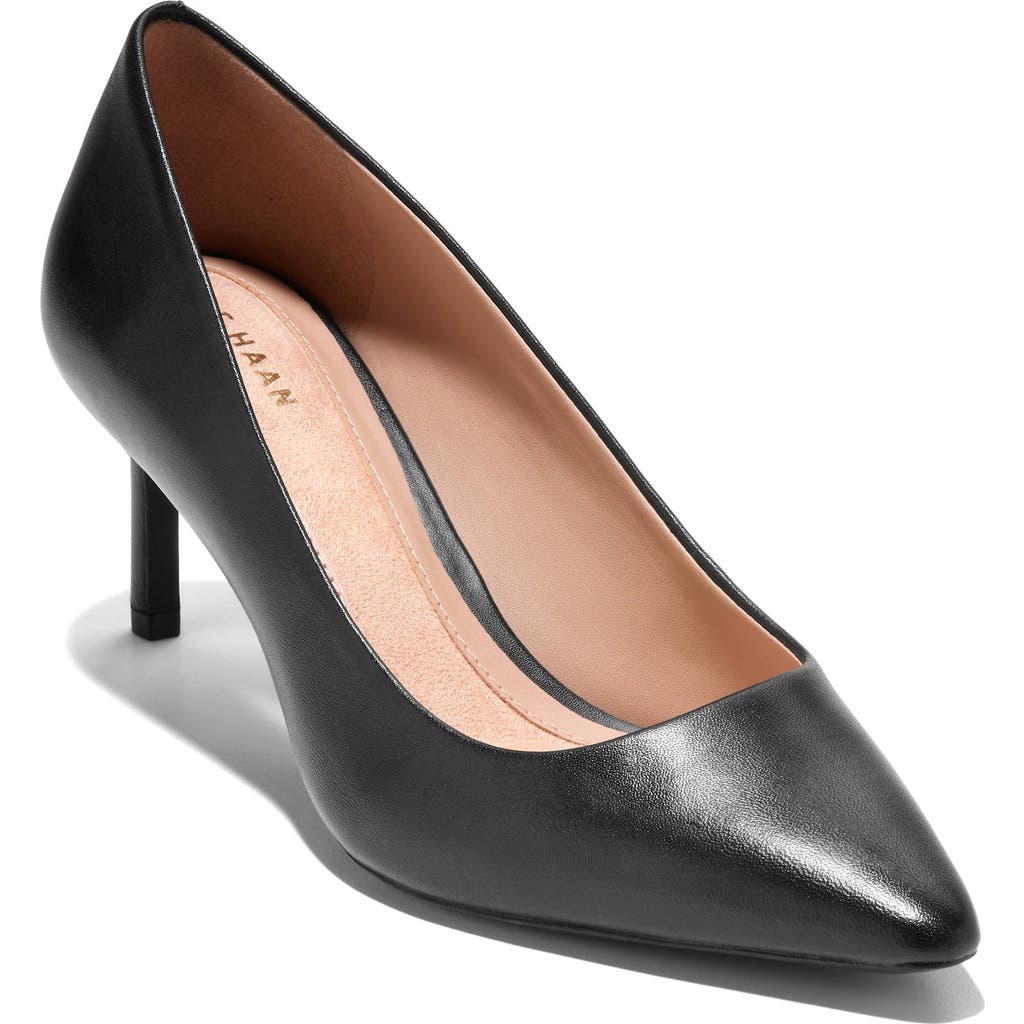 Cole Haan Janey Ebony Leather Pointed Toe Pump Women In Black
