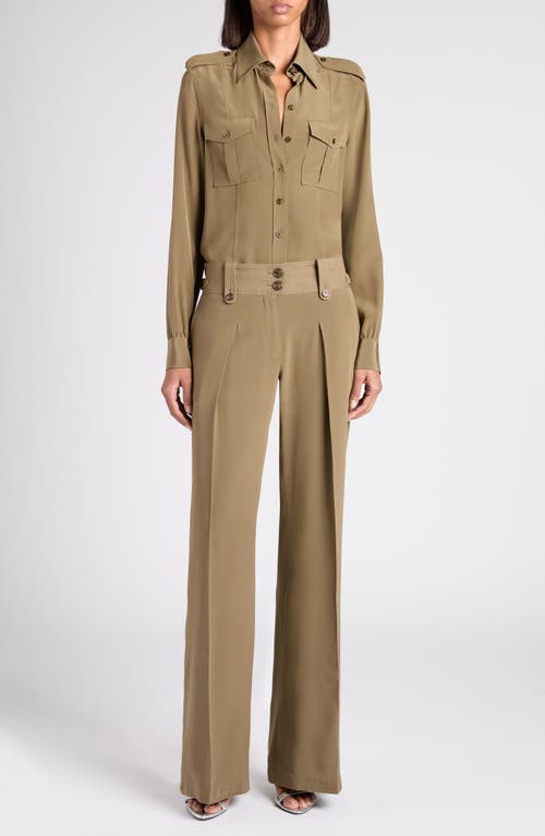 Tom Ford Silk Crêpe De Chine Military Shirt In Green