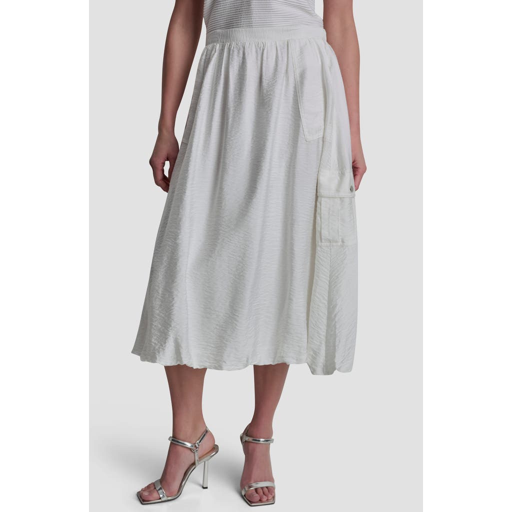 Dkny Bubble Cargo Pull On Midi Skirt In White