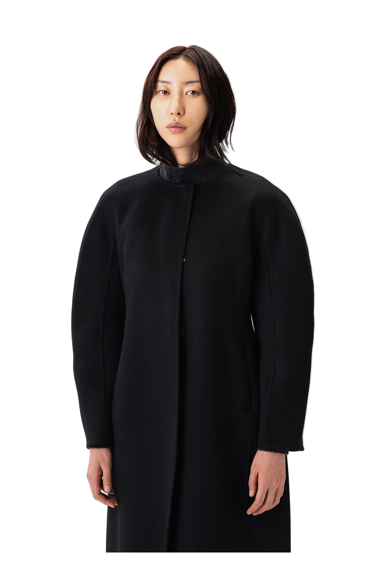 Oval-Sleeve Cashmere Coat, Main, color, black