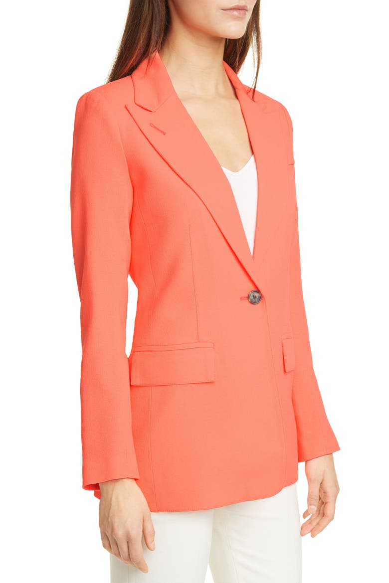 Wool Crepe Blazer, Alternate, color, NEON TANGERINE