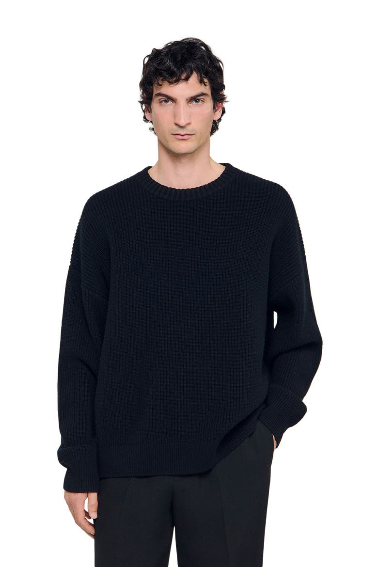Rib knit sweater, Alternate, color, Black