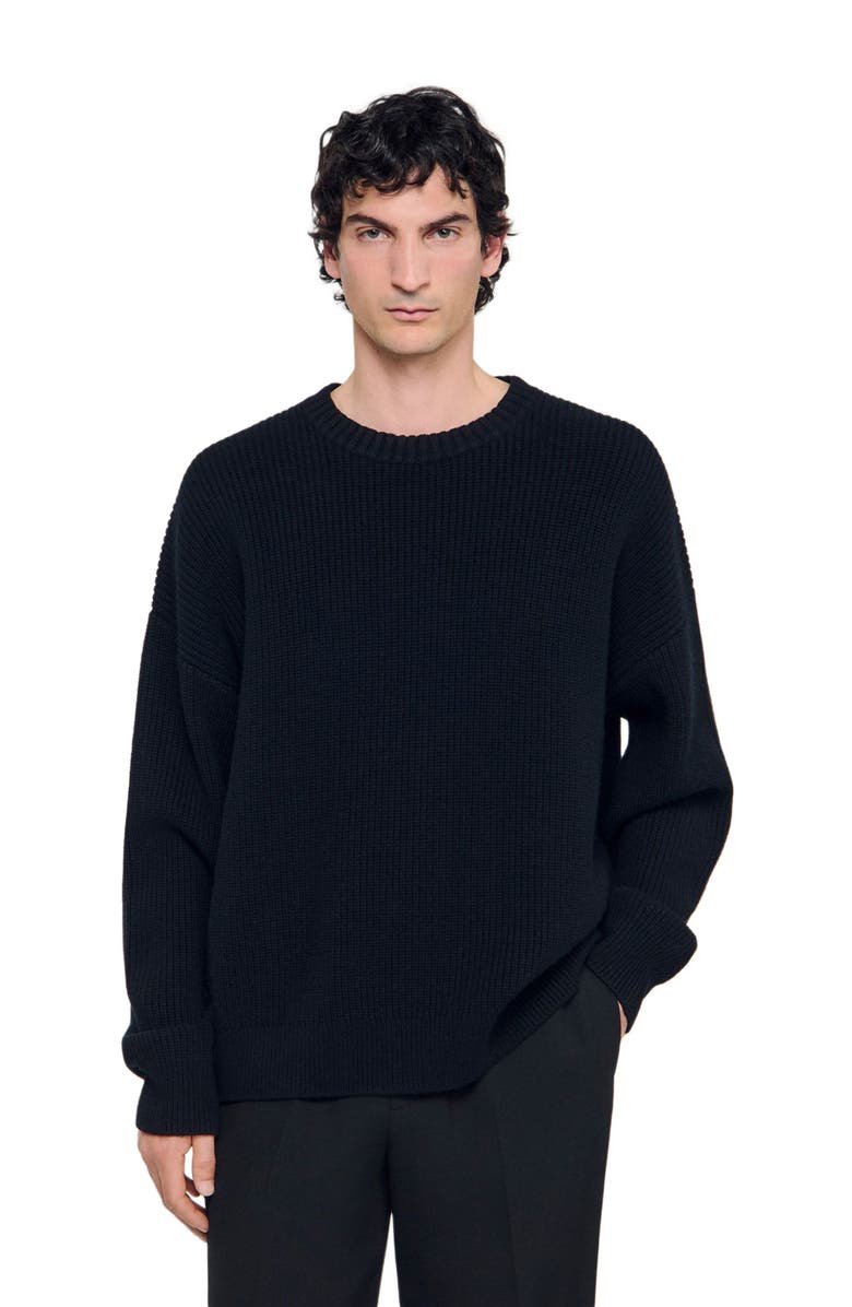 SANDRO Rib knit sweater, Alternate, color, Black