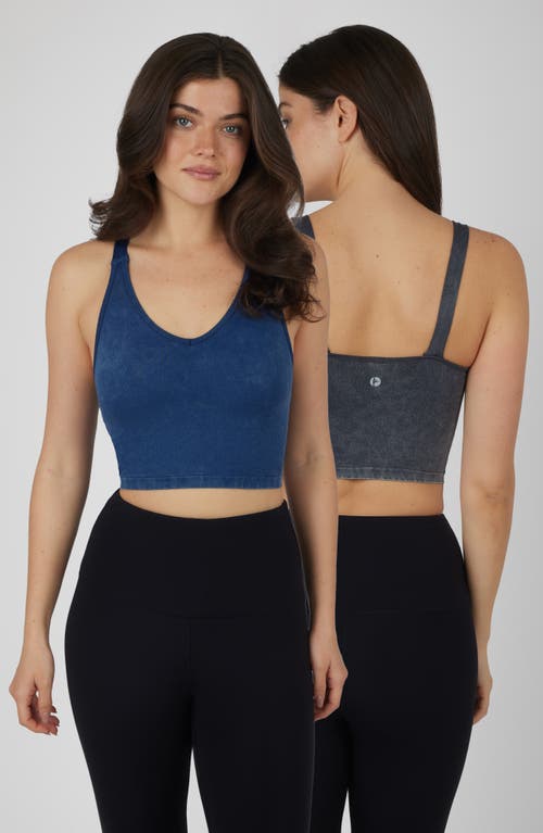 90 Degree By Reflex 2-pack Stone Wash Seamless Alamo Tanks In Pageant Blue/black
