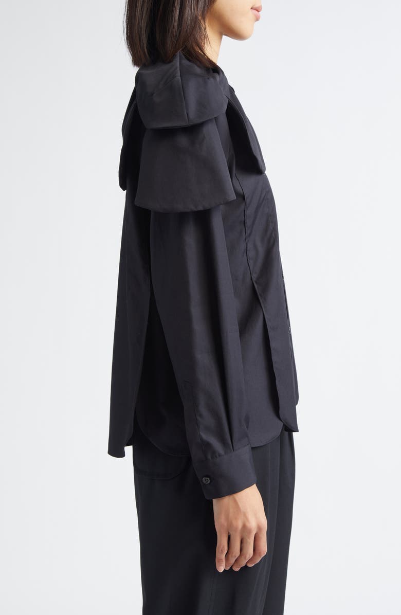 Noir Kei Ninomiya Petal Collar Cotton Broadcloth Button-Up Shirt, Alternate, color, Black