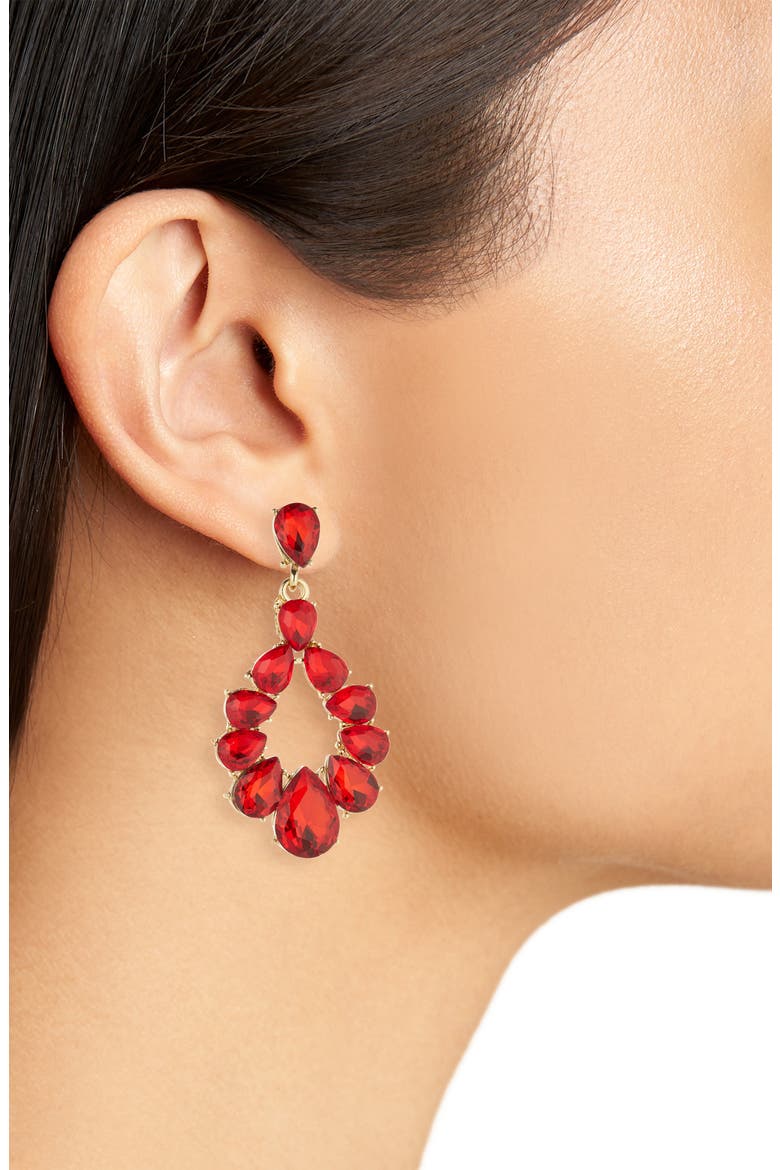 Crystal Statement Drop Earrings, Alternate, color, GOLD/ RED