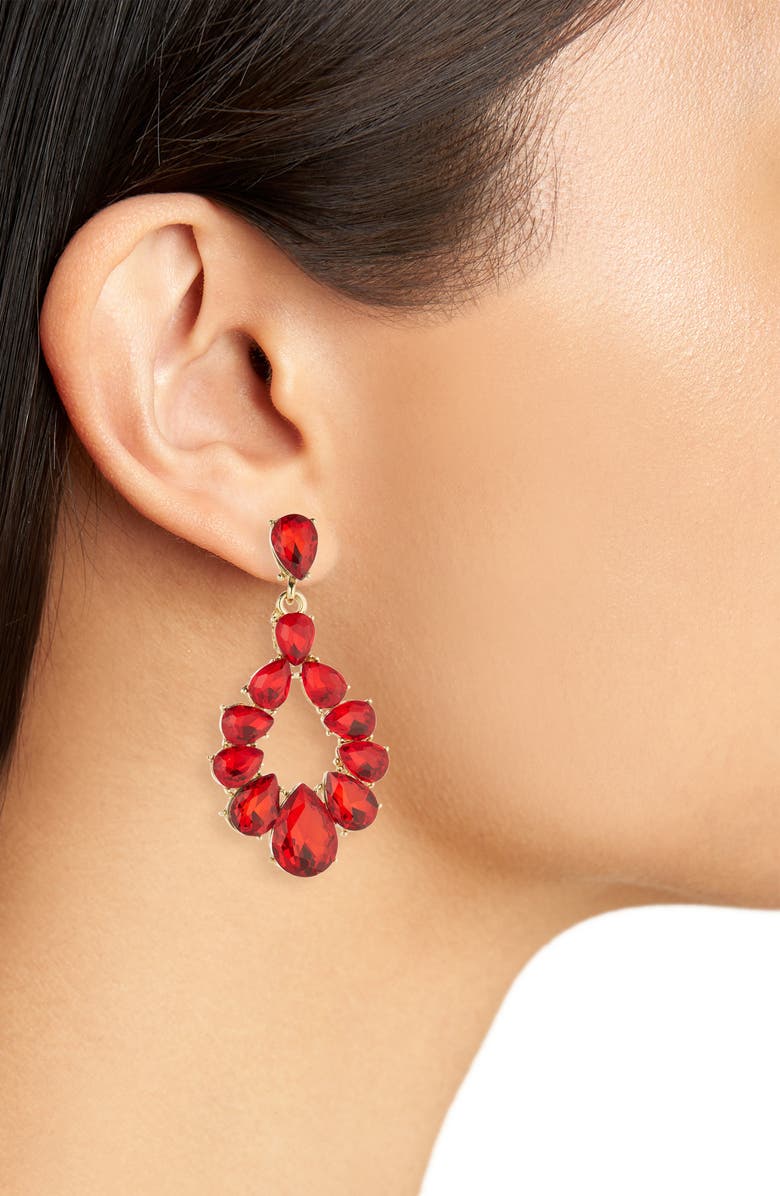 Cara Crystal Statement Drop Earrings, Alternate, color, Gold/ Red