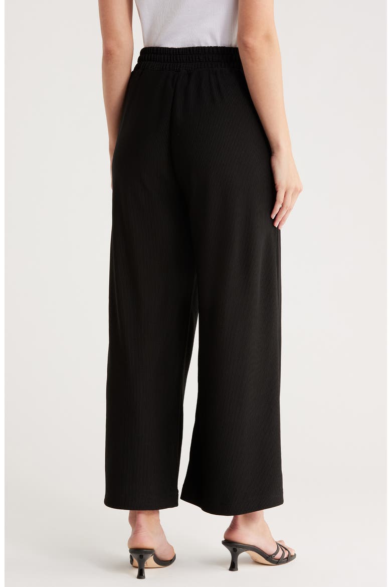 Ottoman Rib Wide Leg Crop Pants, Alternate, color, BLACK