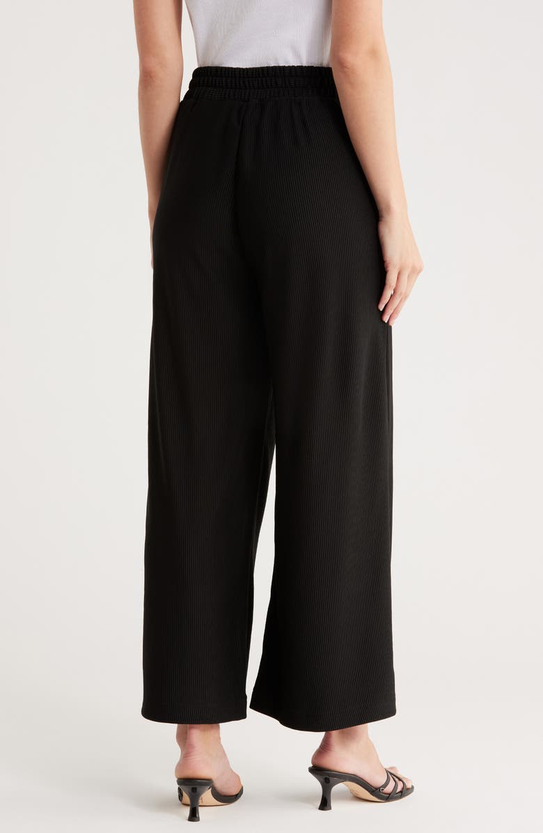 Adrianna Papell Ottoman Rib Wide Leg Crop Pants, Alternate, color, Black