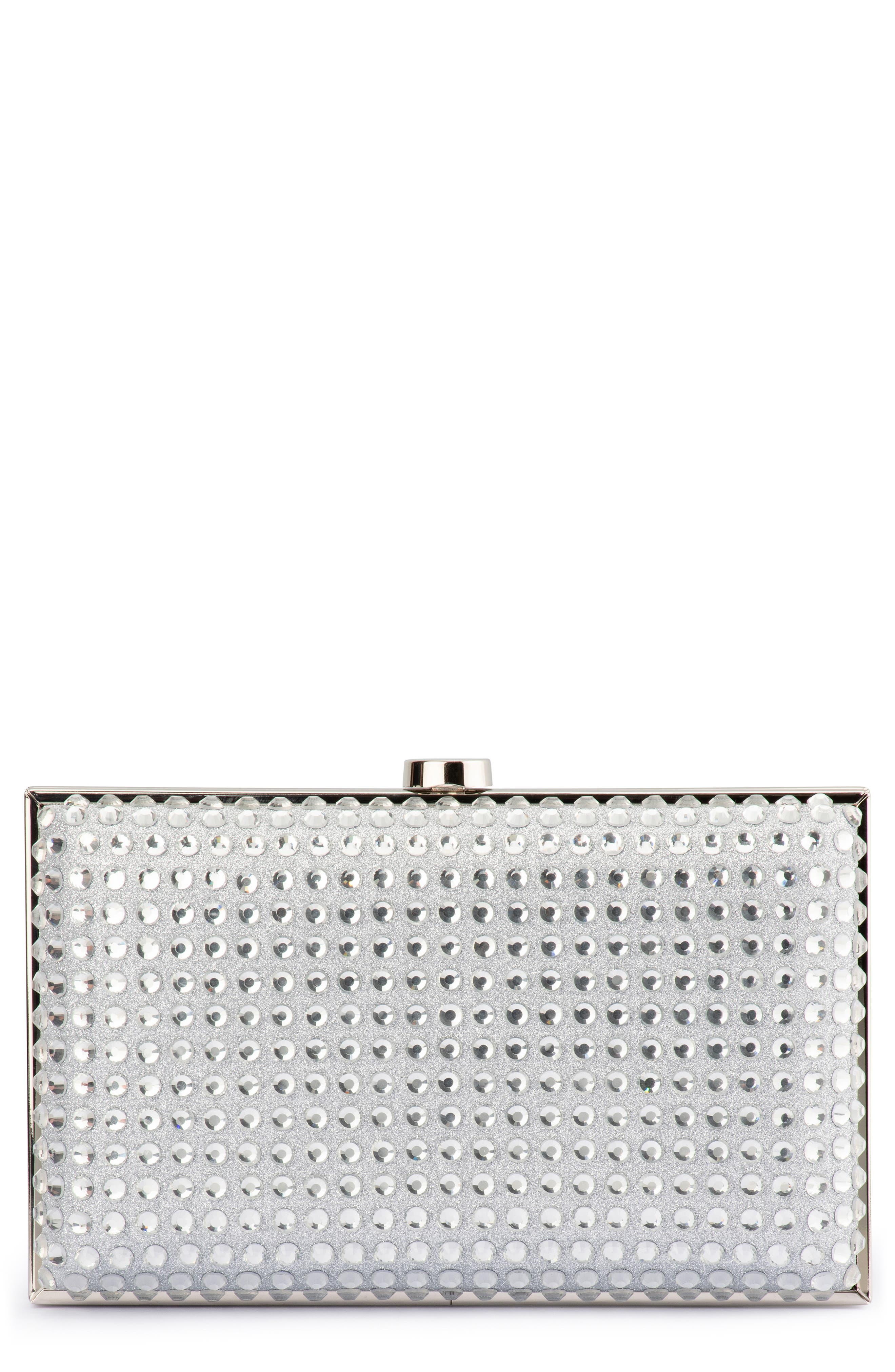 Olga Berg Manuela Hot Fix Crystal Frame Clutch, Main, color, 