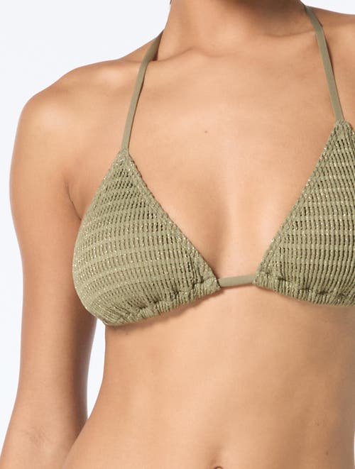 Michael Michael Kors Crochet Halter Bikini Top In Green