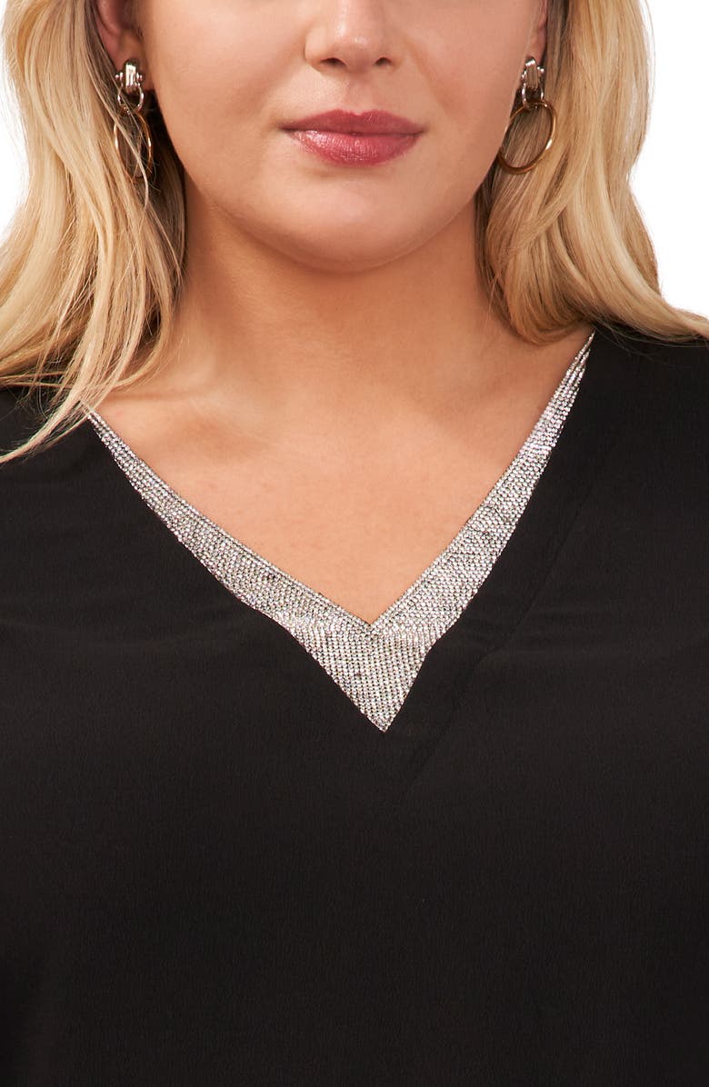 Halogen<sup>®</sup> Rhinestone Embellished V-Neck Top, Alternate, color, 
