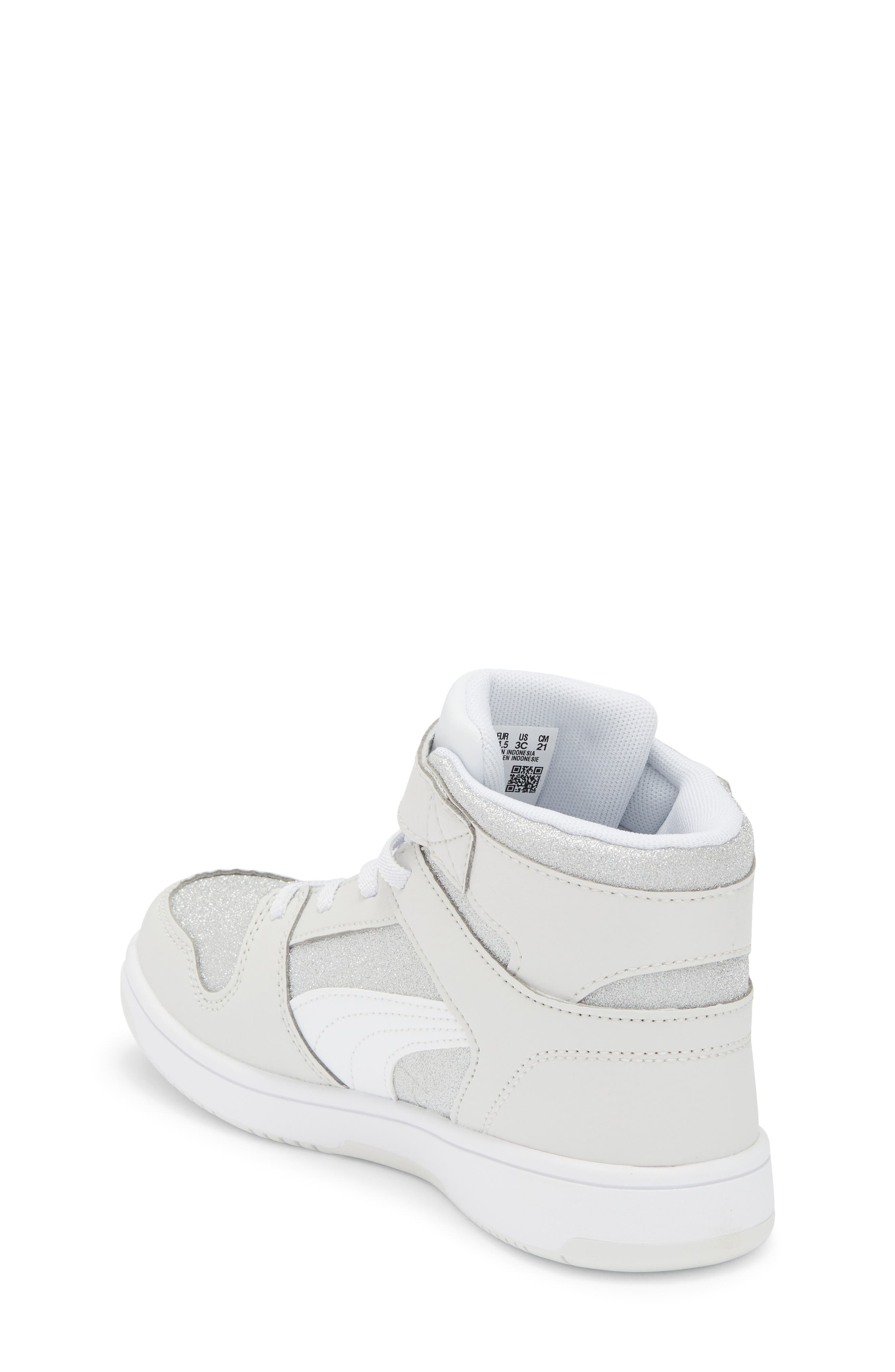 Kids' Rebound Layup Glitz Sneaker, Alternate, color, FEATHER GRAY/ WHITE/ SILVER