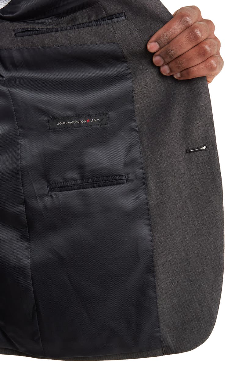 John Varvatos Star USA Charcoal Herringbone Two-Button Notch Lapel Wool Suit, Alternate, color, Charcoal