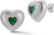 SPHERA MILANO Cubic Zirconia Puffy Heart Stud Earrings