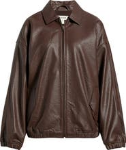 Open Edit Oversize Faux Leather Jacket
