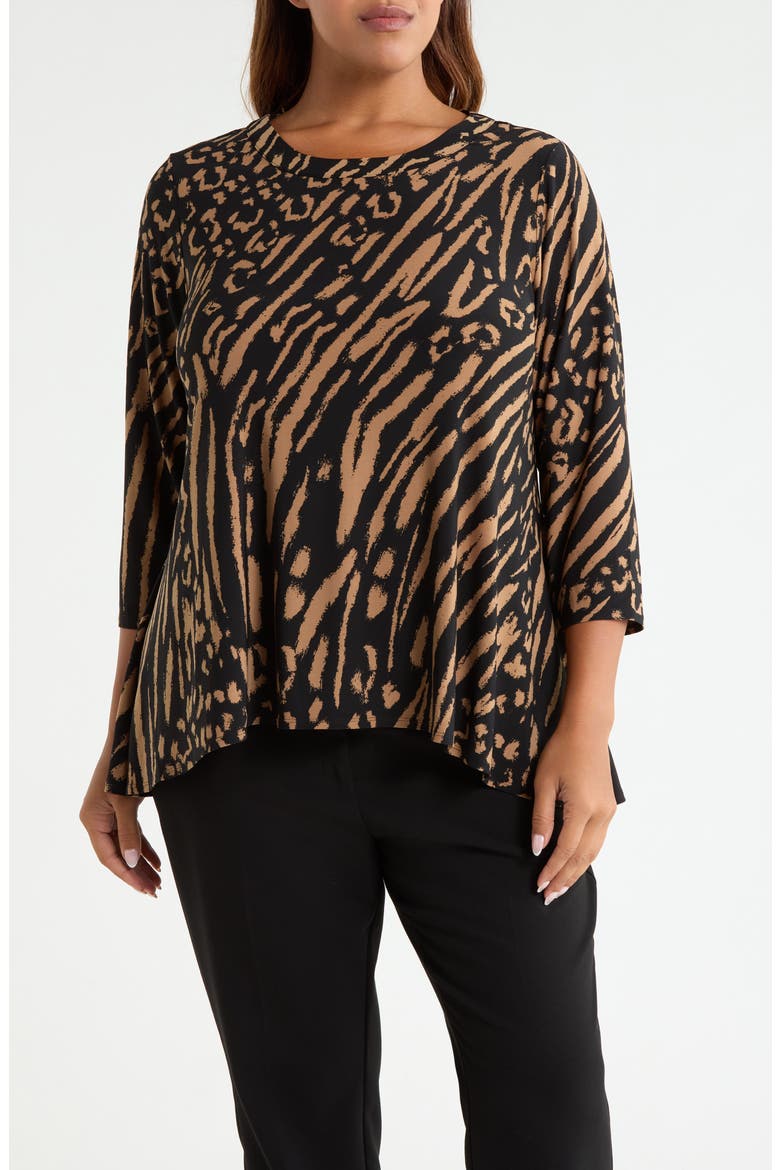 Print Sharkbite Tunic Top, Main, color, ANNE BLACK/ VICUNA