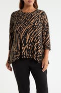 AK ANNE KLEIN Print Sharkbite Tunic Top