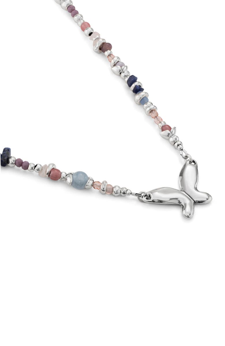 UNODE50 Sterling silver-plated necklace with multicolor handmade crystals, Alternate, color, Silver