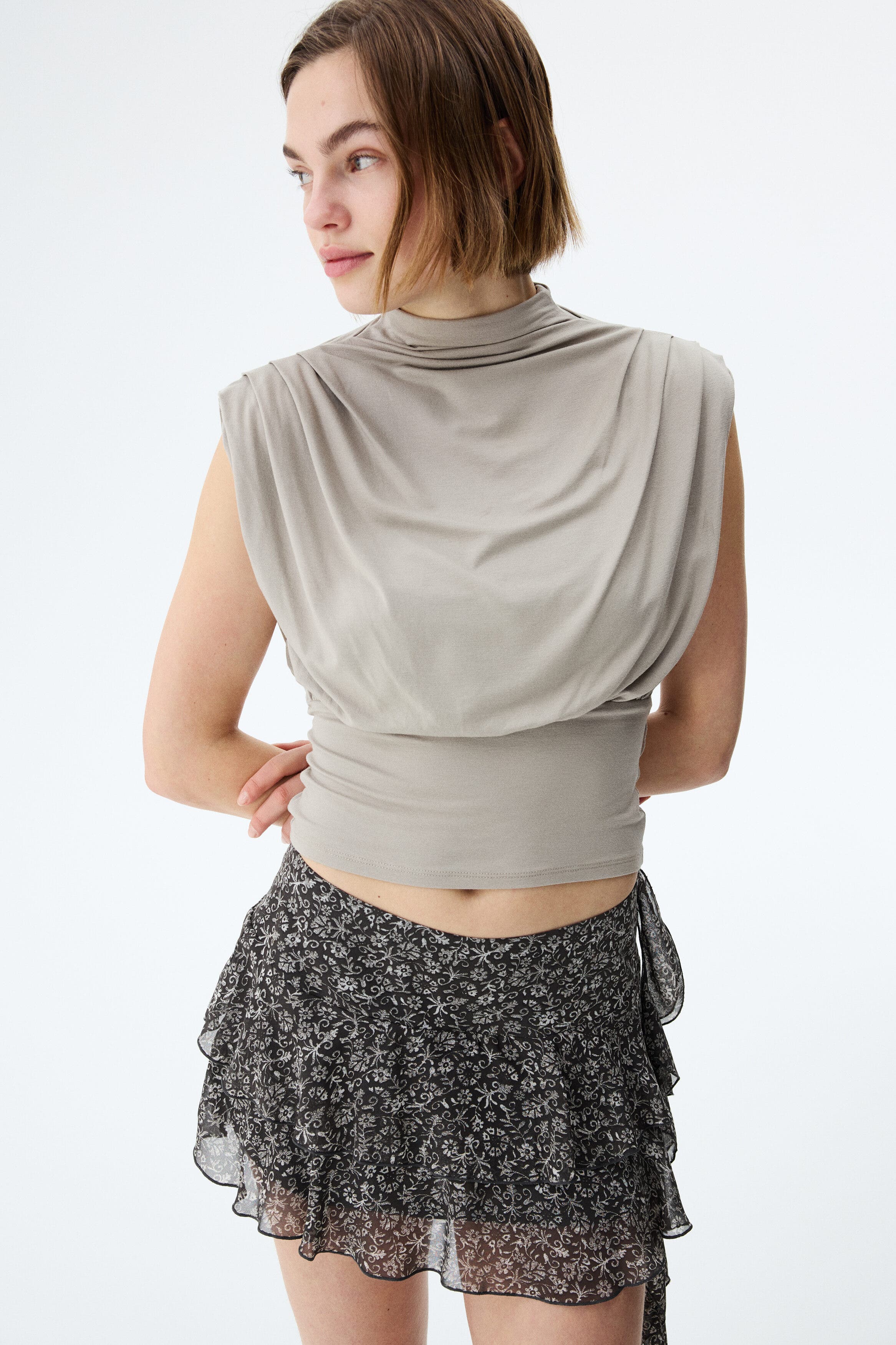 Draped-panel Tiered Skirt - image 2