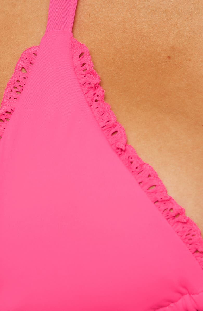 Becca Frills Triangle Bikini Top, Alternate, color, Punch