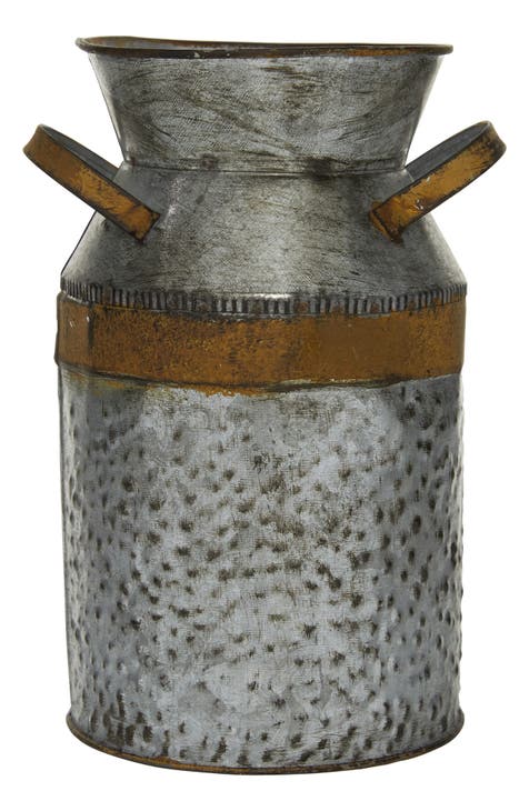 Gray Metal Milk Can Decorative Jar