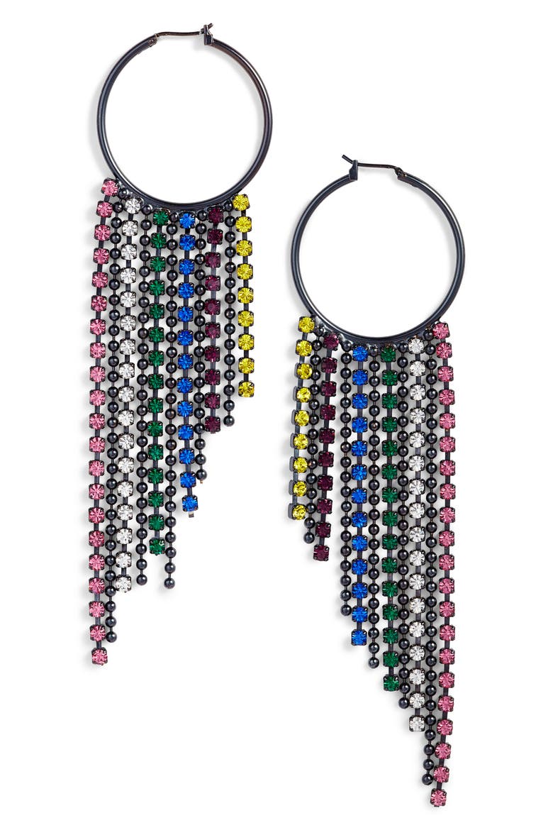 Joanna Fringe Hoop Earrings, Main, color, MULTI