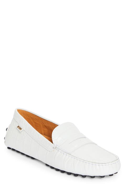 TOD'S Women’s Size 10 Gommino White Leather Ballerinas orders Flats Moccasins Shoes